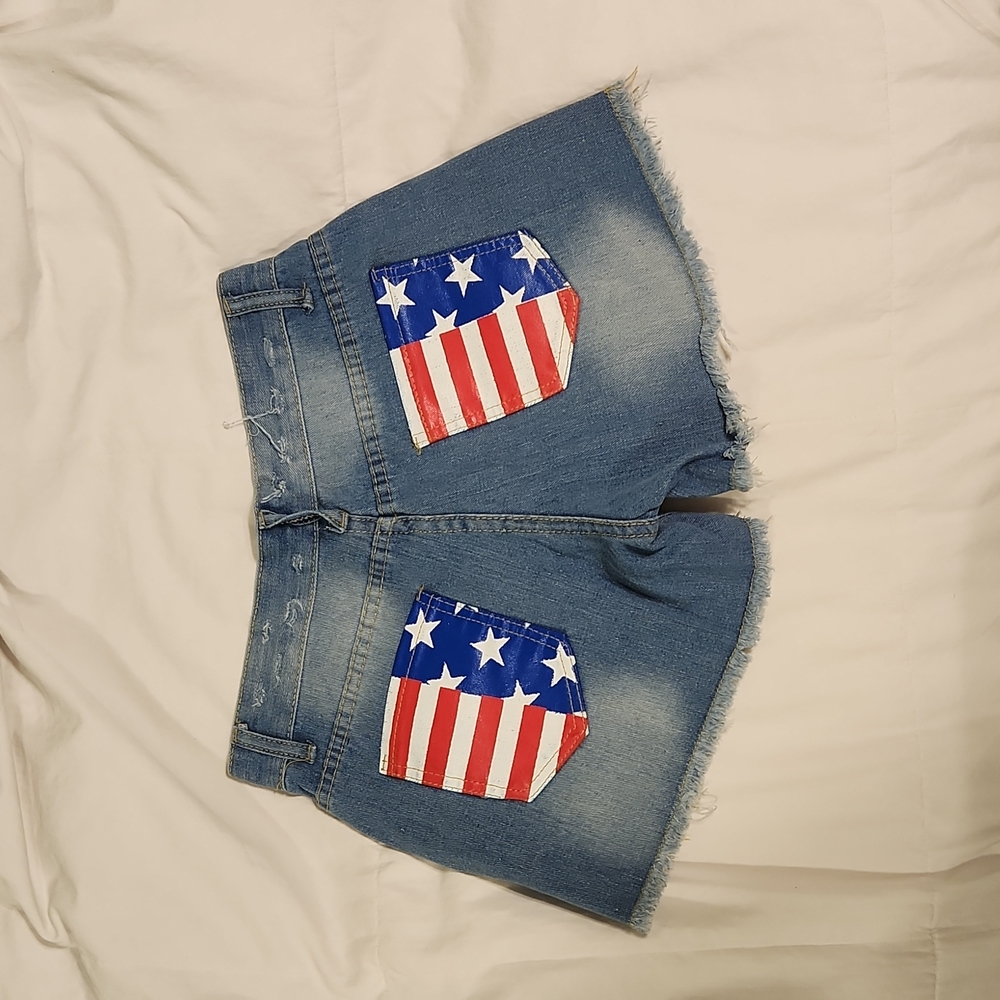 American Flag Pocket Shorts Distressed